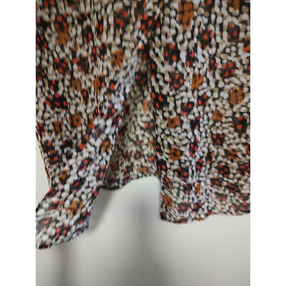 Lane Bryant Black Brown Red Abstract Sleeveless Sheer Button Front Top Size 24 - Picture 5 of 9